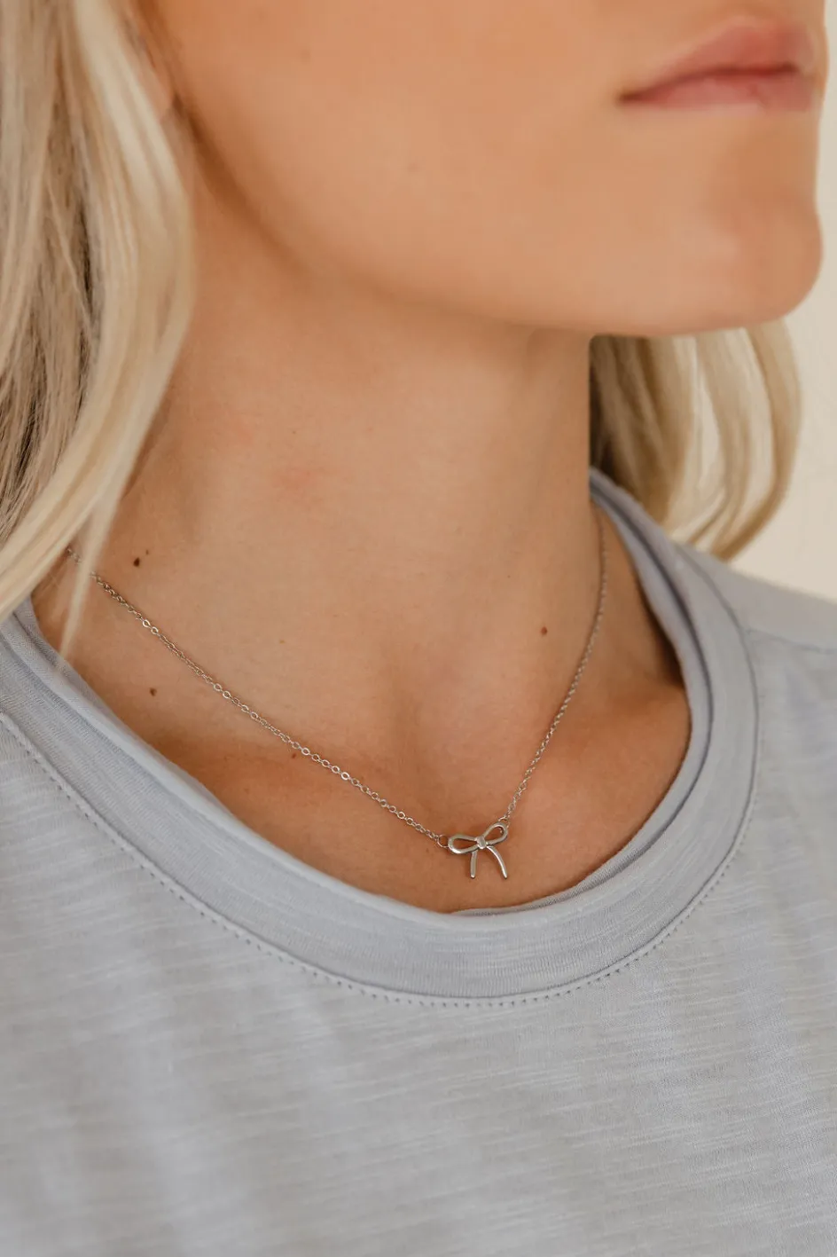 Ali Express Mini Bow Necklace-Silver Fashion