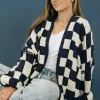 Miss Love Novalee Cardigan-White/Navy Blue Sale