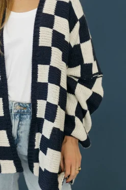 Miss Love Novalee Cardigan-White/Navy Blue Sale