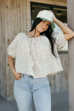 Buttermelon Oaklee Top-Taupe/Blue Neutral Outlet