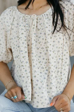 Buttermelon Oaklee Top-Taupe/Blue Neutral Outlet