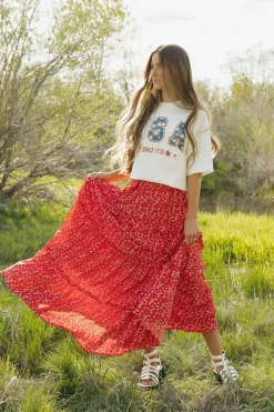 Dongguan Huoyoung Apparel Co Oaklyn Skirt- Floral Red Sale