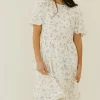 Tea N Rose Olivia Dress-Ivory Floral Neutral Clearance