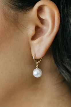Ali Express Parissa Pearl Hoop Earrings- Gold Sale