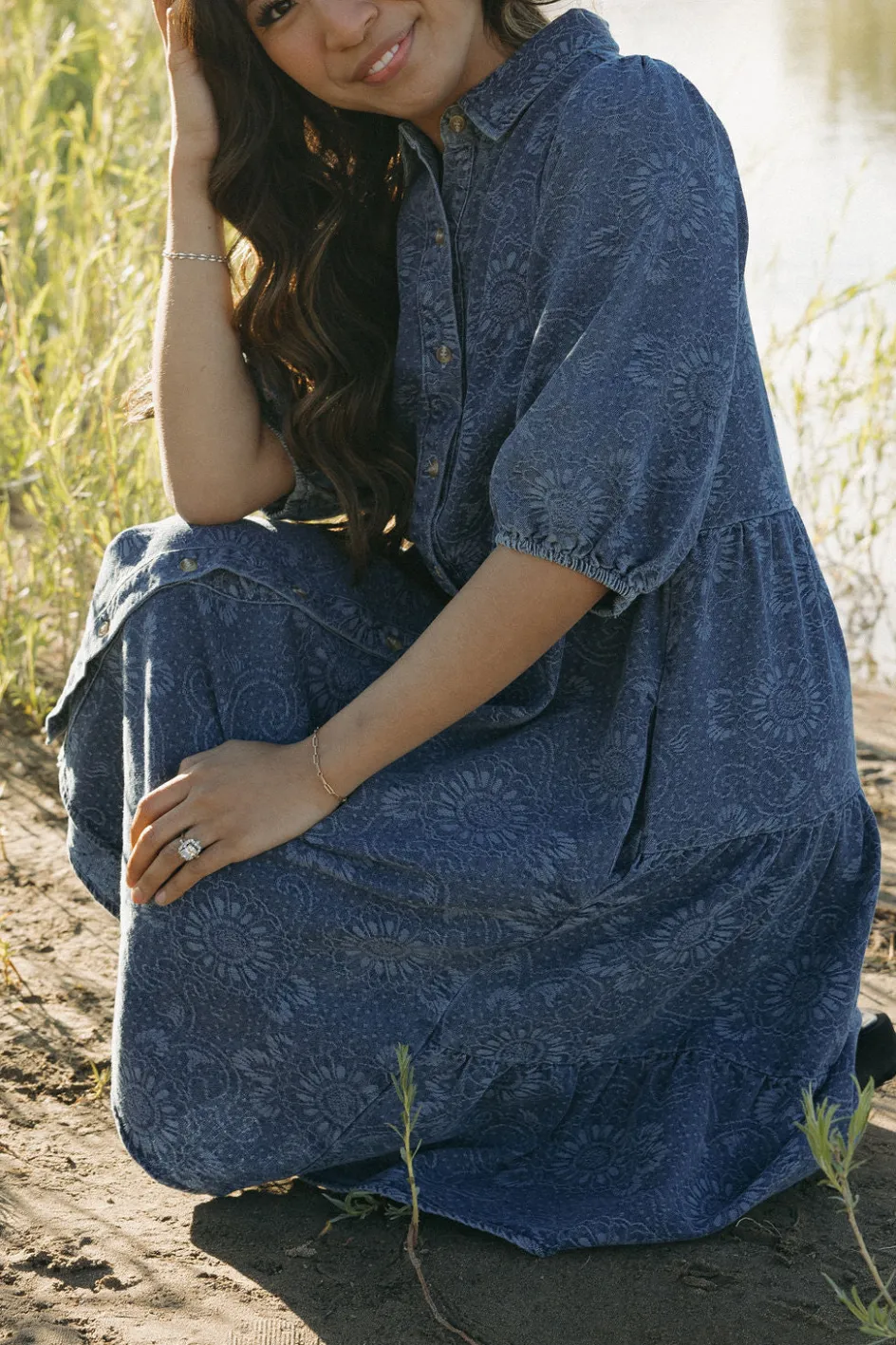 Polagram Ralphie Dress-Paisley Denim Blue Clearance