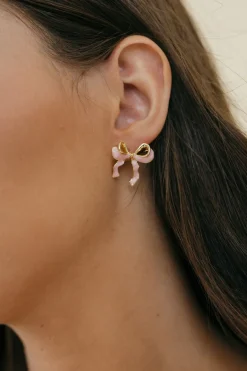 Ali Express Ribbon Bow Earrings- Blush Hot