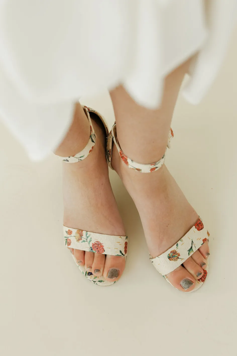 Let's See Style Rosalia Heels-Beige Floral New