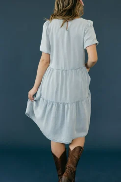 Calista Scarlet Dress-Chambray Blue New