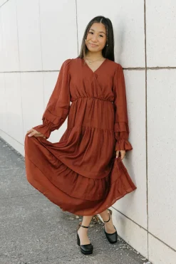 Polagram Shaylyn Dress-Terracotta Red Clearance