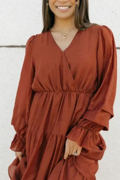 Polagram Shaylyn Dress-Terracotta Red Clearance