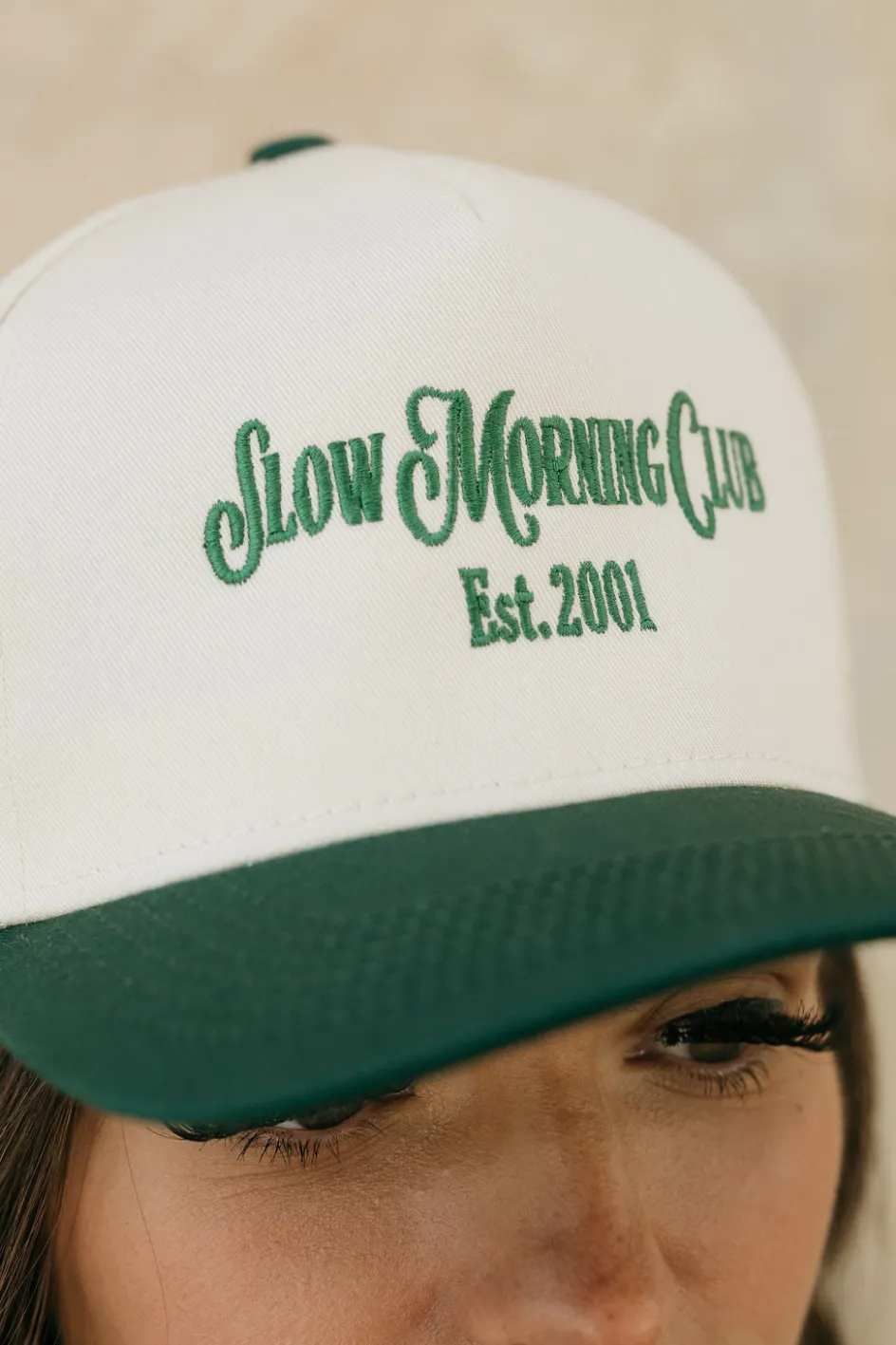 Faire Slow Morning Club Trucker Hat- Forest/Beige Fashion