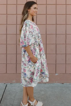 Polagram Sonia Dress-Cream Multi Discount
