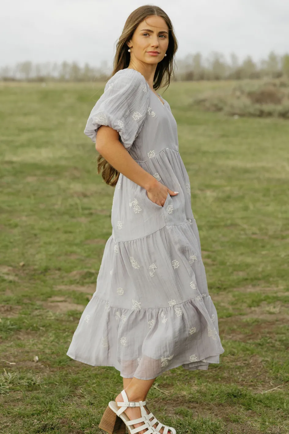 Tea N Rose Sonora Dress-Grey Blue Best