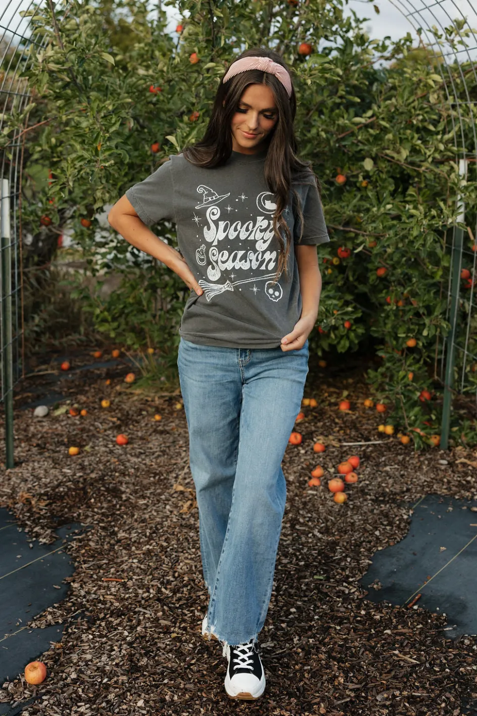 Golden Rose Spooky Season Tee-Charcoal Hot
