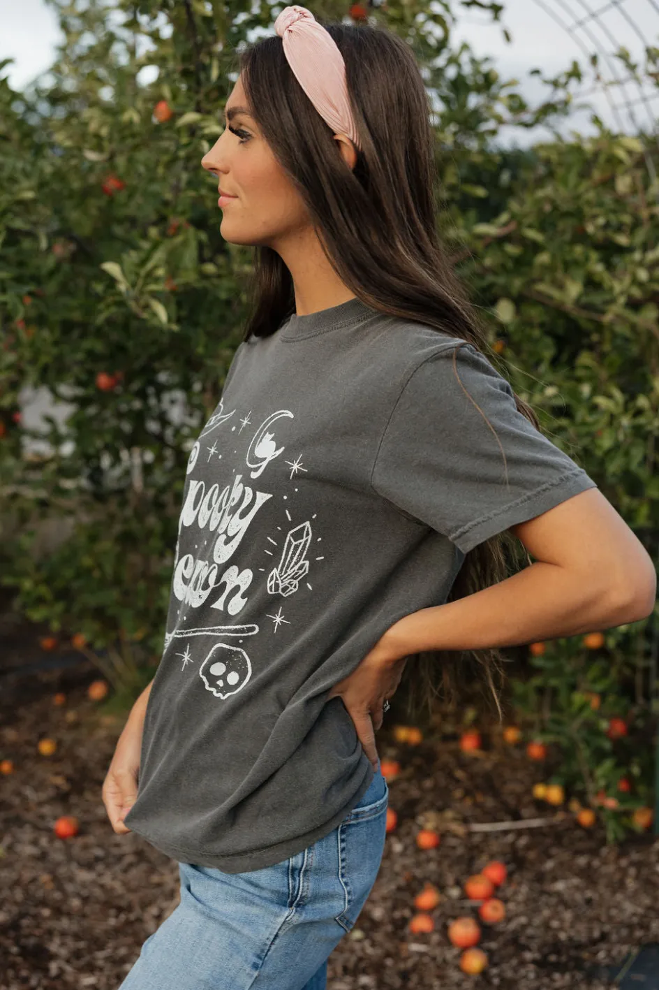 Golden Rose Spooky Season Tee-Charcoal Hot