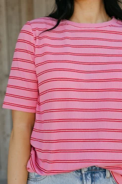 Dongguan Huoyoung Apparel Co Stanley Tee- Stripe Pink Clearance
