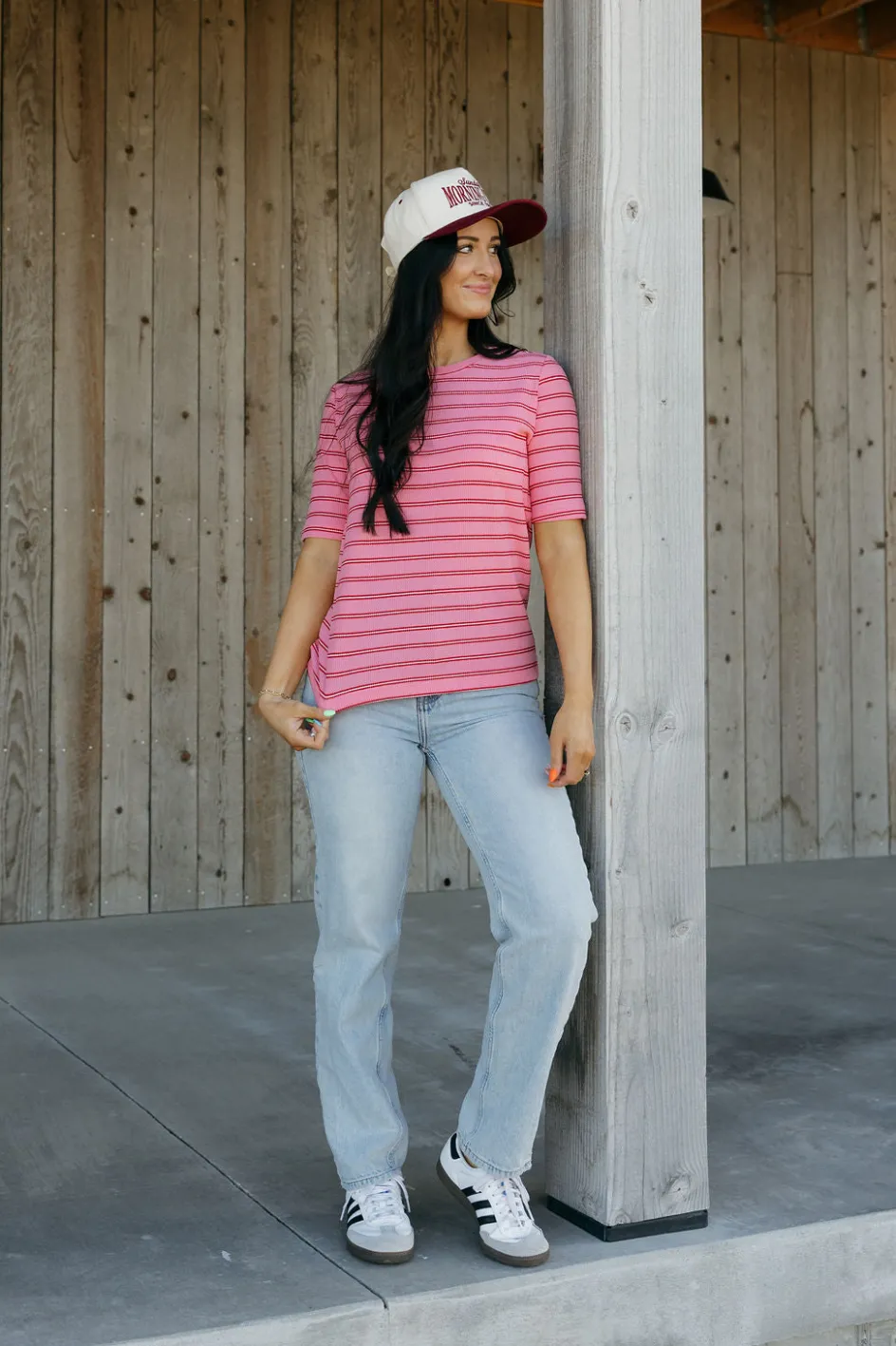 Dongguan Huoyoung Apparel Co Stanley Tee- Stripe Pink Clearance