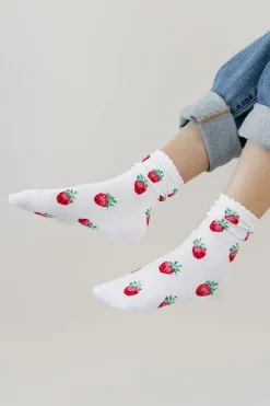 Ali Express Strawberry Socks- Ivory Clearance