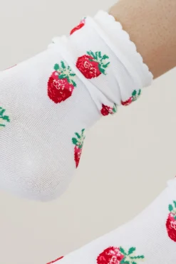 Ali Express Strawberry Socks- Ivory Clearance