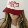 Fashion City Sunday Morning Club Trucker Hat- Cream/Burgundy New