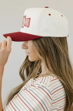 Fashion City Sunday Morning Club Trucker Hat- Cream/Burgundy New