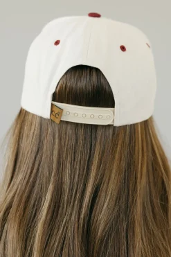 Fashion City Sunday Morning Club Trucker Hat- Cream/Burgundy New