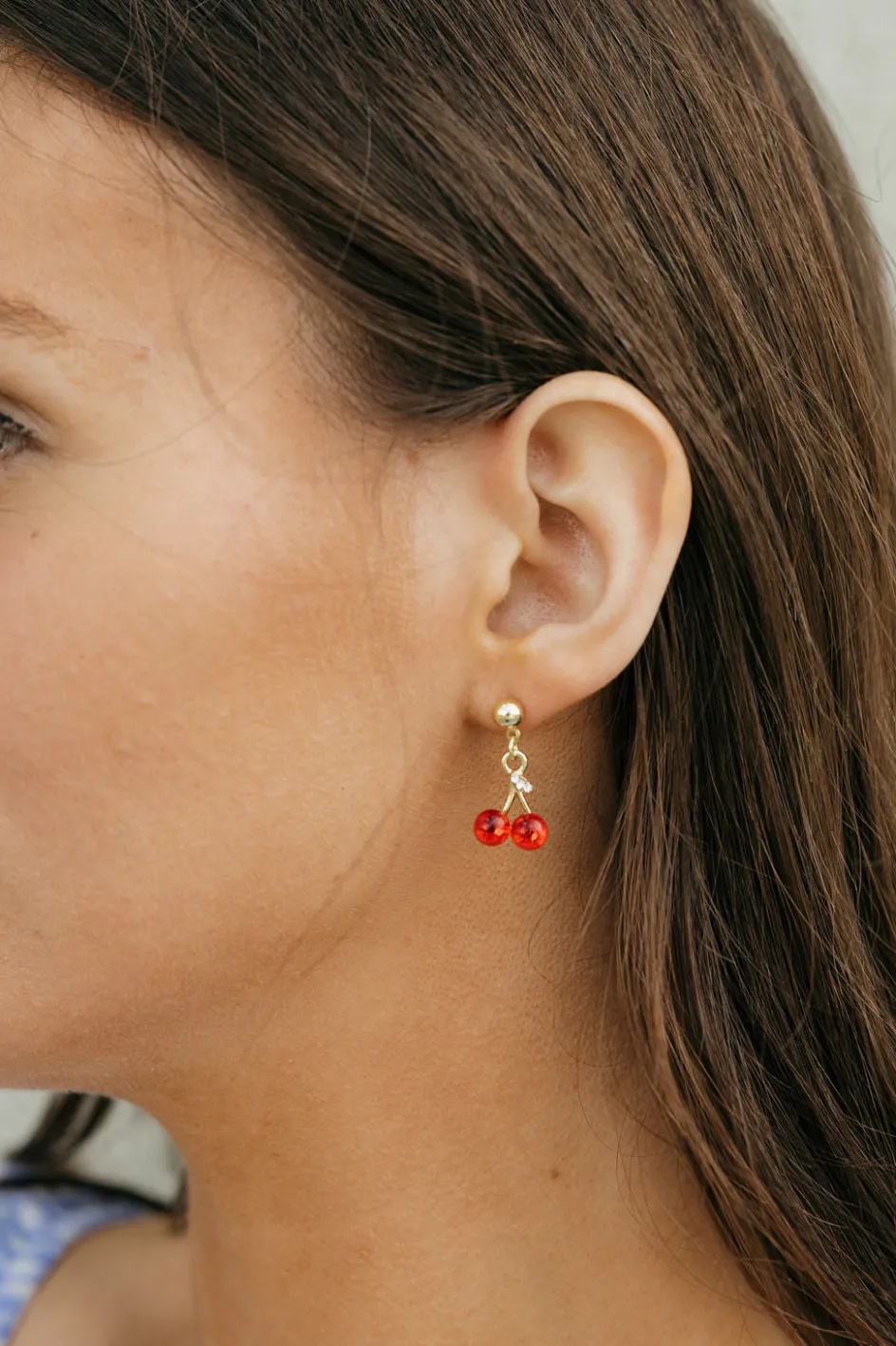 Ali Express Sweet Cherry Earrings- Gold Outlet
