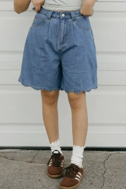 Mable Sweet Scallop Shorts-Medium Blue Sale