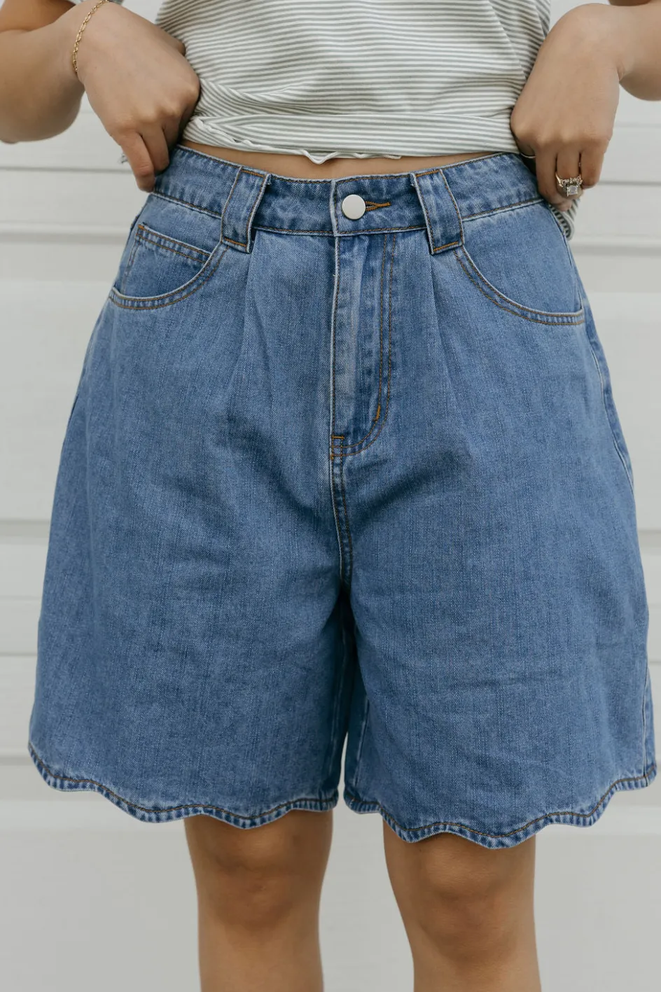 Mable Sweet Scallop Shorts-Medium Blue Sale