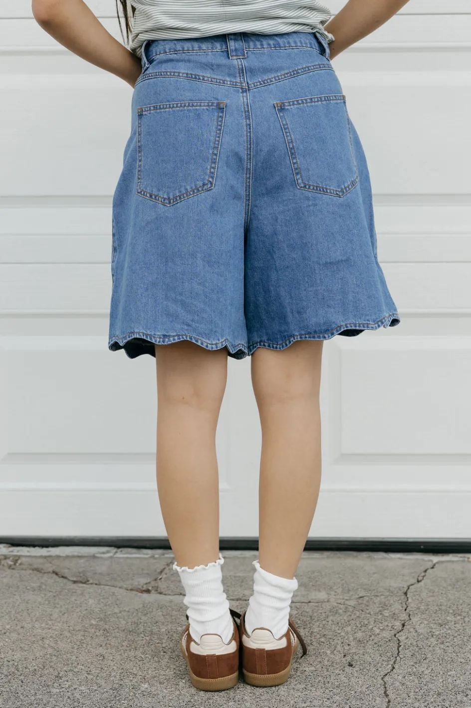 Mable Sweet Scallop Shorts-Medium Blue Sale