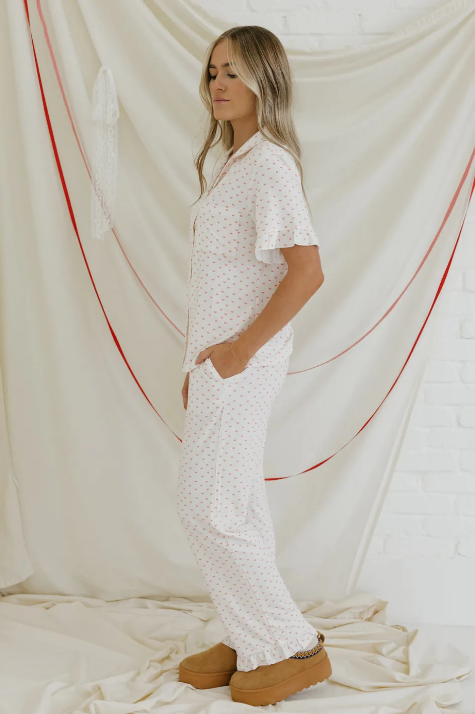 Dongguan Huoyoung Apparel Co Sweetheart PJs-Ivory/Pink White New