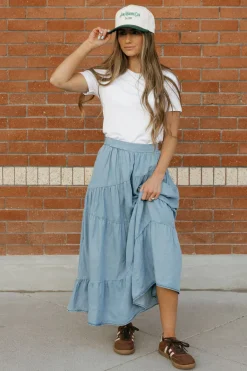 Polagram Taya Skirt-Light Denim Blue Fashion