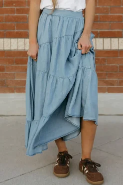 Polagram Taya Skirt-Light Denim Blue Fashion