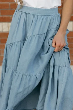 Polagram Taya Skirt-Light Denim Blue Fashion
