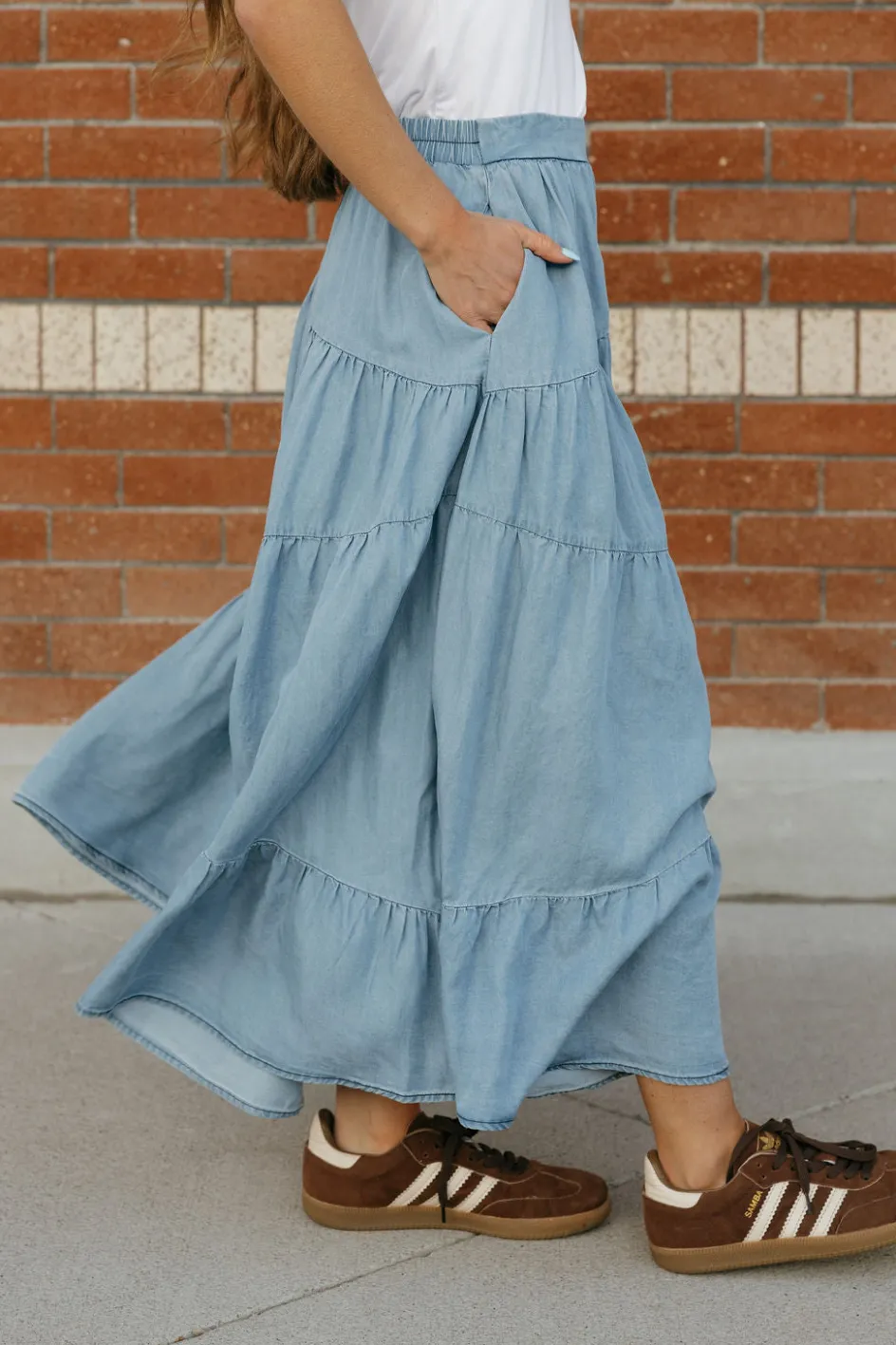 Polagram Taya Skirt-Light Denim Blue Fashion