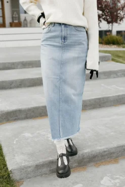 Risen Teressa Denim Skirt-Medium Blue Clearance