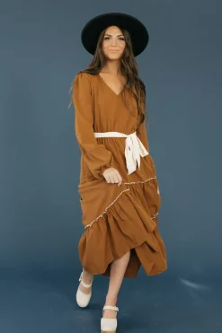 In February Valeria Dress-Chestnut/Cream Brown Hot