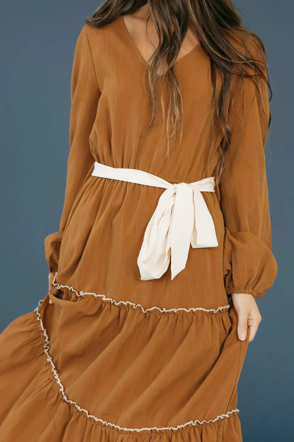 In February Valeria Dress-Chestnut/Cream Brown Hot