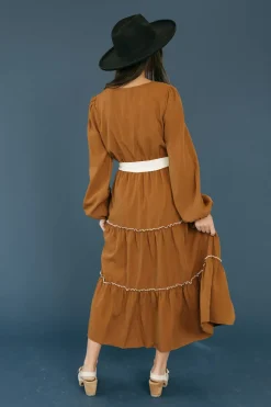 In February Valeria Dress-Chestnut/Cream Brown Hot