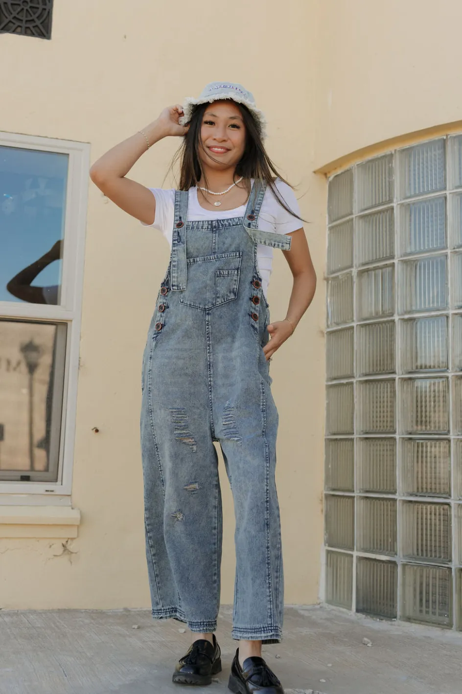 Easel Vemeer Overalls-Washed Denim Sale
