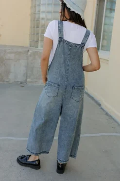 Easel Vemeer Overalls-Washed Denim Sale