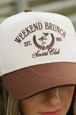 Faire Weekend Brunch Club Trucker Hat- Brown New