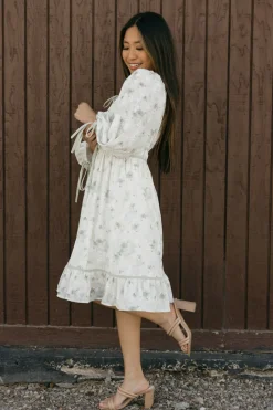 Polagram Whitley Dress-Sage Multi White Clearance