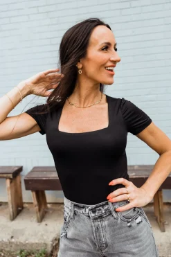 mittoshop Whitney Bodysuit-Black Outlet